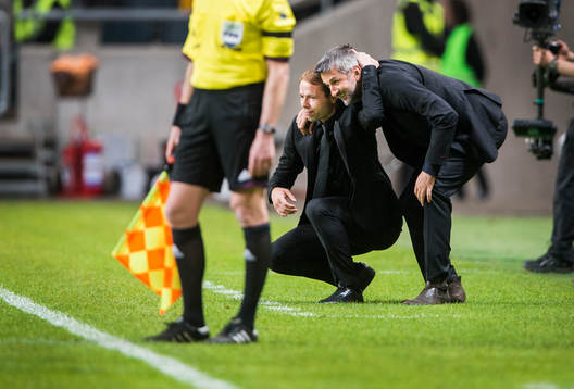 Andreas Alm, tränare AIK och Nebojsa Novakovic,
