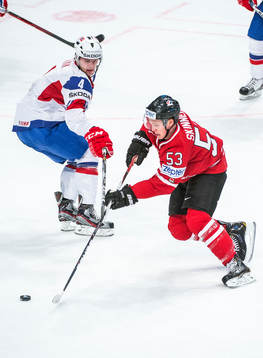 Norges Daniel Sorvik och Jeff SKinner, Kanada