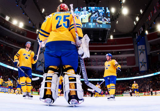 Sveriges Staffan Kronwall, Jacob Markström och Gabriel