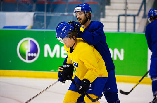 Niklas Persson (h) skojar med Martin Thörnberg (v) och