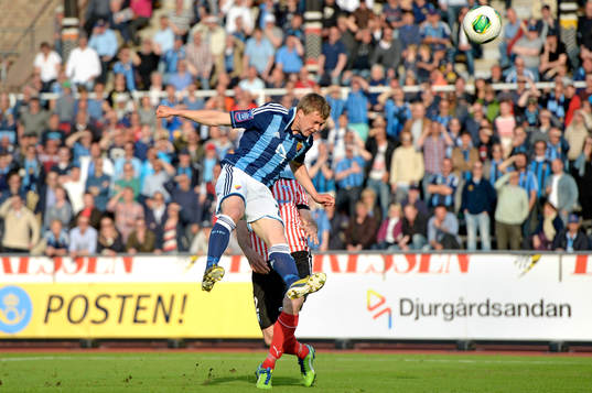 Simon Tibbling, Djurgården, nickar på ett inlägg