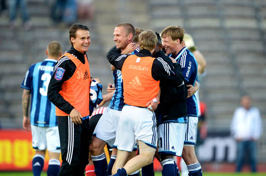 Djurgårdsspelarna firar segern