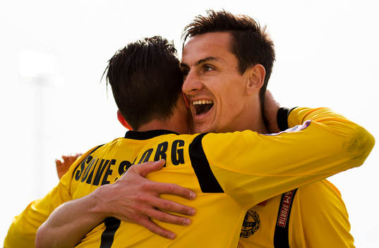 Haris Radetinac, Kristian Haynes, Mjällby, jublar