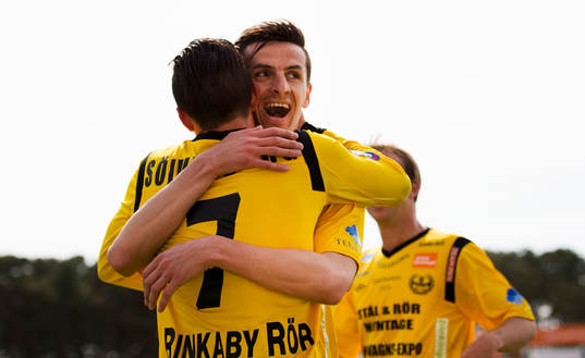 Haris Radetinac, Kristian Haynes, Mjällby, jublar