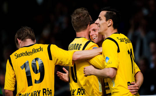 Kristian Haynes, Mjällby, har precis dundrat in sitt