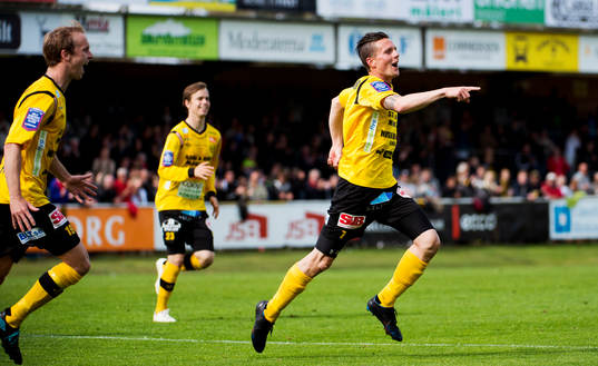 Kristian Haynes, Mjällby, har precis dundrat in sitt