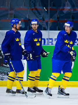 Daniel Sedin, Henrik Sedin och Loui Eriksson på Sveriges
