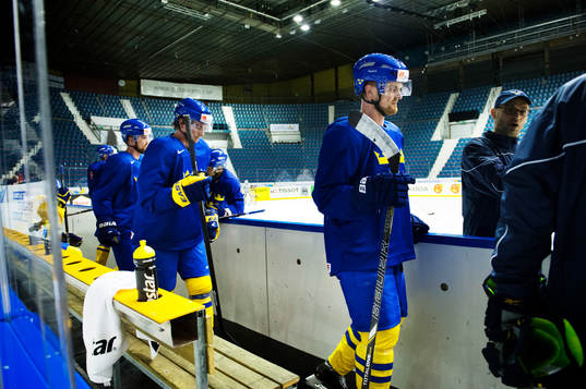 Daniel Sedin, Loui Eriksson och Henrik Sedin på Sveriges