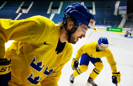 Niklas Persson och Fredrik Pettersson på Sveriges träning