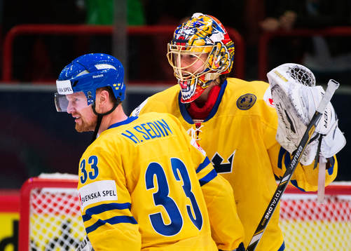 Sveriges Henrik Sedin och Jacob Markström