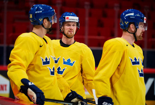 Alexander Edler, Henrik Sedin och Daniel Sedin på Sveriges