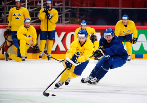 Fredrik Pettersson och Gabriel Landeskog på Sveriges