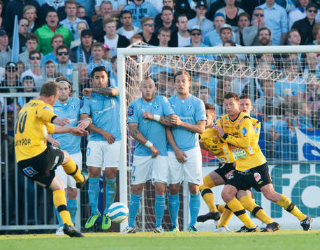 Frispark, Marcus Ekenberg, Mjällby, skjuter mot