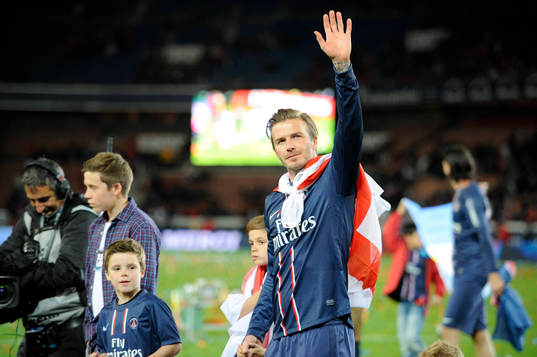 David BECKHAM, ses enfants - 18.05.2013 - Paris Saint