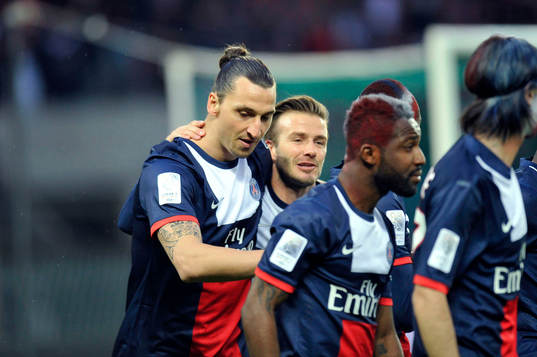 Joie de Zlatan IBRAHIMOVIC / David BECKHAM - 18.05.2013 -