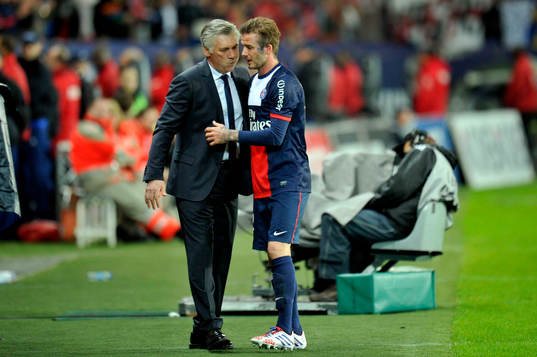 Carlo ANCELOTTI / David BECKHAM ( dernier match ) -