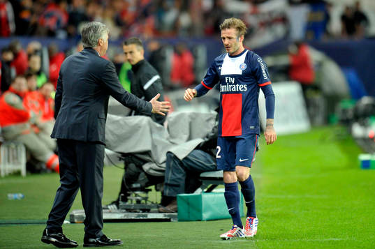 Carlo ANCELOTTI / David BECKHAM ( dernier match ) -