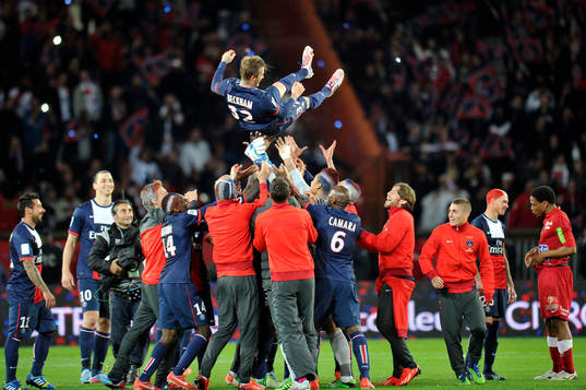 Les joueurs du PSG fetent David BECKHAM - 18.05.2013 -