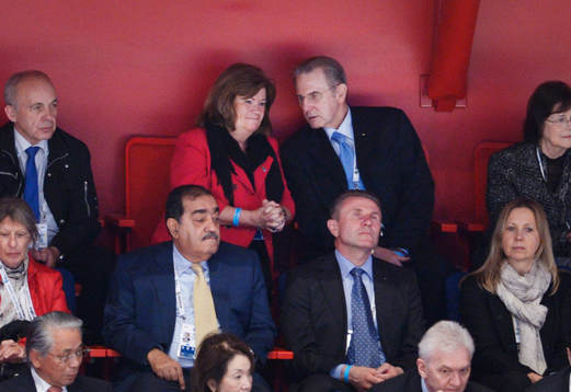 Gunilla Lindberg och Presidenten för IOK, Jacques Rogge,