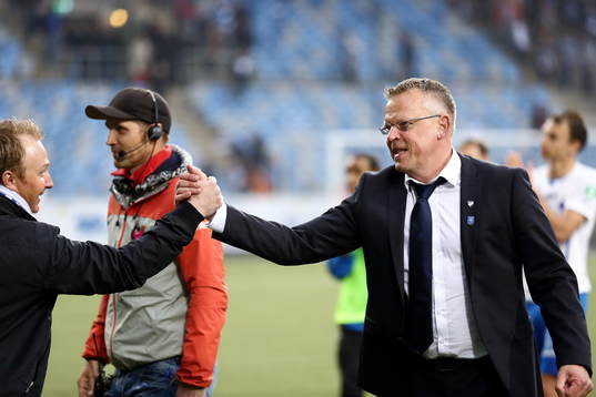Strålande glad Norrköping tränare Jan Andersson