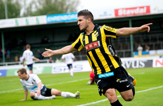 Moestafa El Kabir, Häcken, gör 1-0. Jubel
