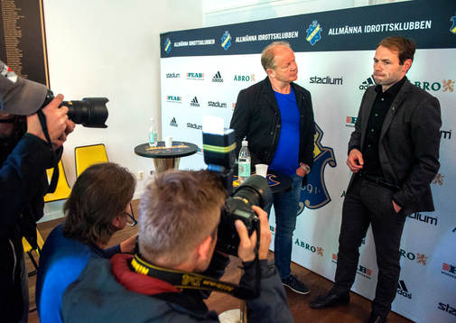 Per-Mathias Högmo, tränare Djurgården och Andreas Alm,