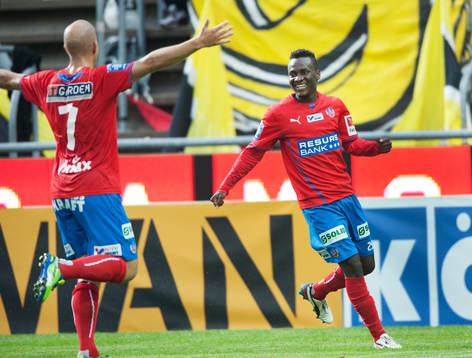 2-1, David Accam, Helsingborg, grattas av Mattias Lindström