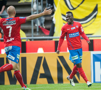 2-1, David Accam, Helsingborg, grattas av Mattias Lindström