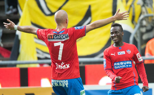 2-1, David Accam, Helsingborg, grattas av Mattias Lindström