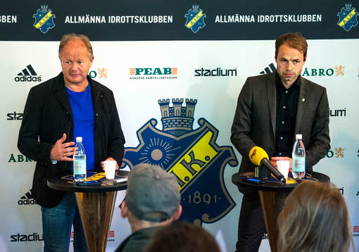 Per-Mathias Högmo, tränare Djurgården och Andreas Alm,