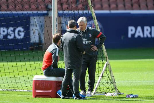 Carlo ANCELOTTI / David BECKHAM - 22.05.2013 - Entrainement