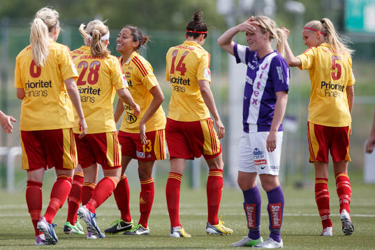 Tyresö spelare jublar, Sofia Skog, Jitex deppar
