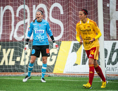 Stephanie Labbe, målvakt, KIF Örebro DFF, skriker åt