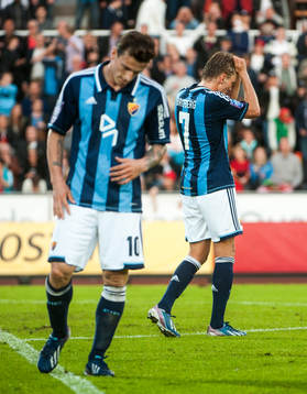 Erton Fejzullahu, och Martin Broberg, Djurgården, deppar