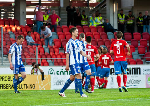 Mario Vasilj, Öster, jubel och Göteborgs spelare deppar i