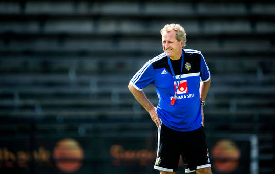 Träning på Söderstadion i Stockholm. Erik Hamrén