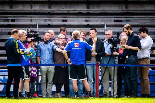 Träning på Söderstadion i Stockholm. Erik Hamrén,