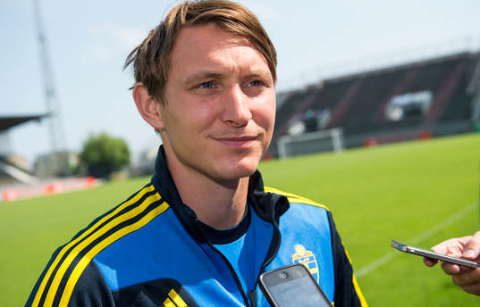 Träning på Söderstadion i Stockholm. Kim Källström