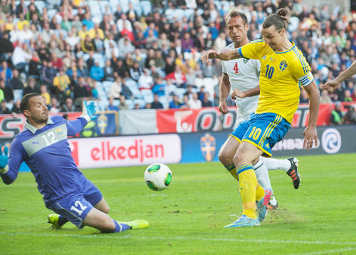 Zlatan Ibrahimovic, Sverige, mot Tome Pachovski, målvakt,