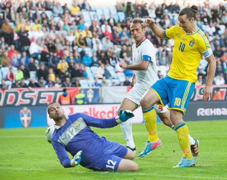 Zlatan Ibrahimovic, Sverige, mot Tome Pachovski, målvakt,
