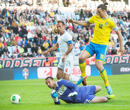 Zlatan Ibrahimovic, Sverige, mot Tome Pachovski, målvakt,