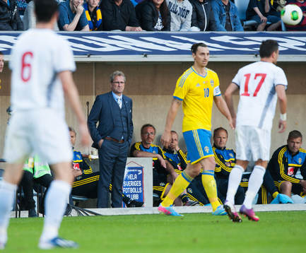 Erik Hamrén, förbundskapten och Zlatan Ibrahimovic,