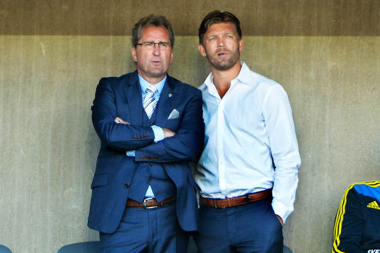 Erik Hamrén, förbundskapten Sverige och Marcus Allbäck,