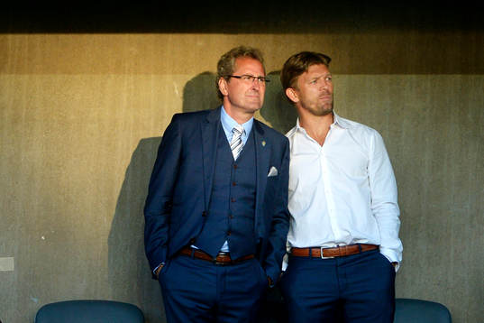Erik Hamrén, förbundskapten Sverige och Marcus Allbäck,