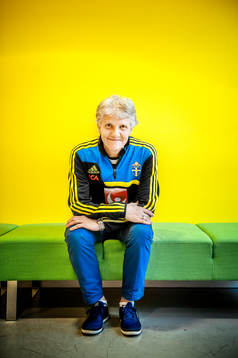 o130605 Fotboll, Sverige, dam, presskonferens med Pia