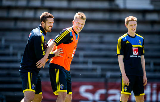 Träning på Söderstadion. Per Nilsson, Pontus Wernbloom