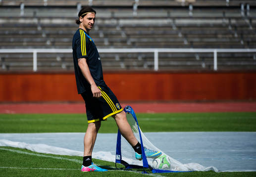 Zlatan Ibrahimovic på Sveriges träning 6 juni 2013 i