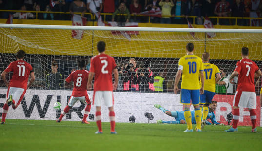 David Alaba, Österrike gör 1-0 på straff