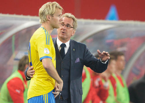 Ola Toivonen och Erik Hamrén förbundskapten Sverige