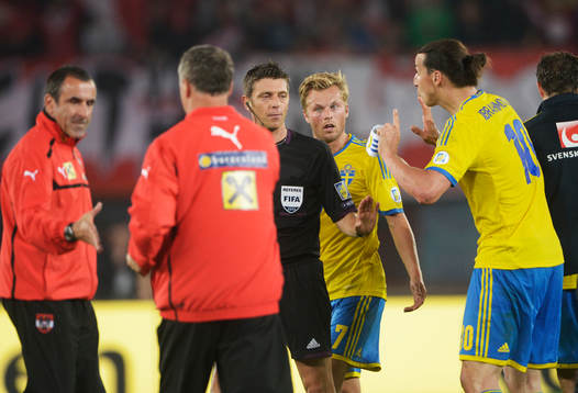 Gianluca Rocchi, domare Italien och Zlatan Ibrahimovic,